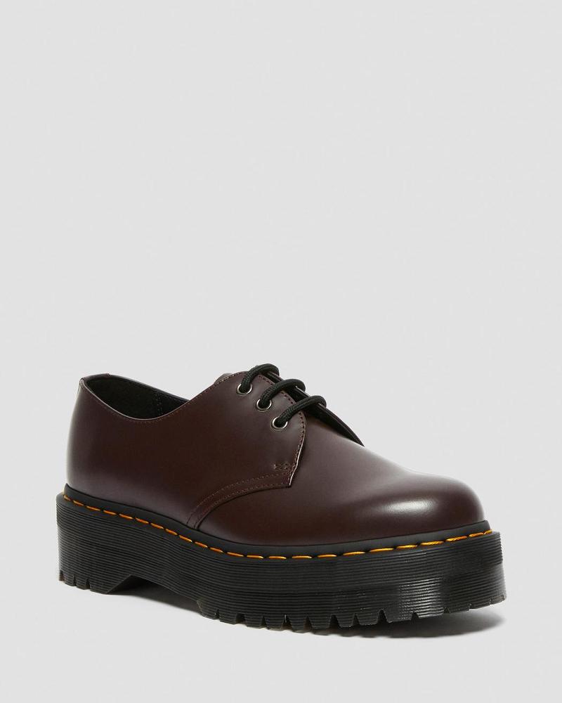 Dr Martens 1461 Smooth Læder Platform Sko Dame Bordeaux | DK 388GSO